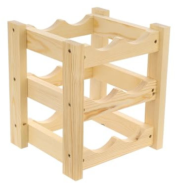 GoodFreshDecor Weinregal Flaschenregal Holz Für 6 Flaschen Holzregal Flaschenhalter Weinflaschenhalter Weinständer Kiefernholz Naturfarbe Stabil 26 x 24 x 29 cm