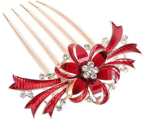 DEARMAMY Eleganter Haarkamm mit Funkelnden Strass Diamanten aus Zinklegierung Fünfzahniger mit Sicherem Halt Brautkopfschmuck für Hochzeit und Festliche Anlässe
