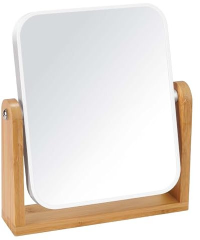 CLSEVXY Vanity Makeup Mirror with Stand, Double Sided 360 Degree Swivel Magnifying Mirror, Tabletop Magnified Make up Mirrors for Bathroom or Bedroom 8 Inch