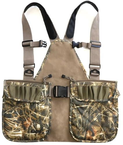 HUNTPAL Upland Bird Hunting Vest Tactical Backpack with Game Pouch, Pockets, Chest Strap and Waist Belt, Fit for Bird Hunting, Waterfowl Camo (With Hand-warmer Pockets), 00-14