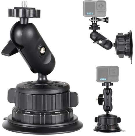 HSU Sugkoppsfäste för actionkamera, bilfäste för Go Pro Insta 360 Osmo Action, perfekt för bilvindruta och fönster