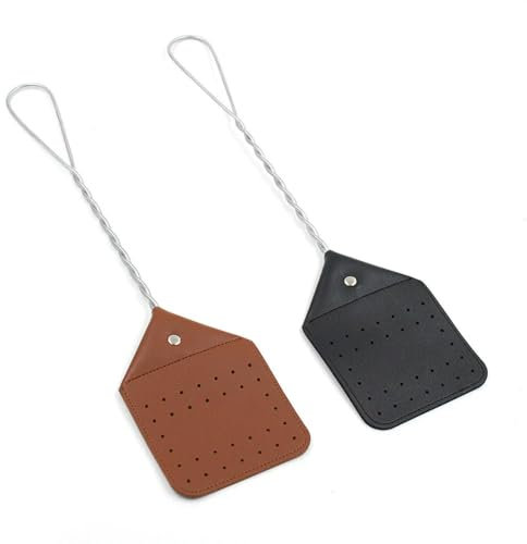 LSDLOUYAQNG Mata Insectos Matamoscas de Cuero Resistente for Uso en Interiores. Matamoscas de Alambre Largo y Resistente, Duradero for Uso en Exteriores.(Combo Pack 2 Colors)