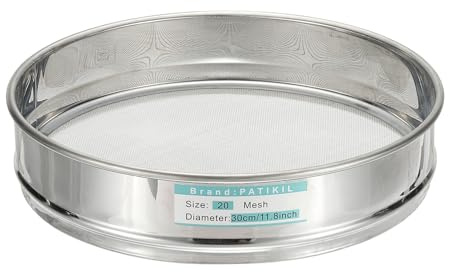 PATIKIL 20 Mesh(0.9mm) Lab Sieve, 11.8(30cm) Diameter Sifting Screen 304 Stainless Steel Wire Cloth Fine Mesh Sieve for Industrial Laboratory Home Soil Sifter Dry Sift Screens Hash
