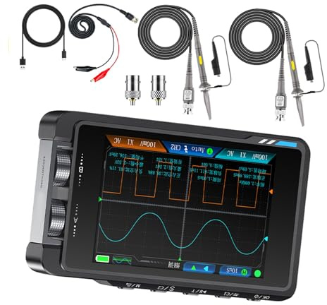 Uqezagpa DS215H - Herramienta de reparación electrónica de 2 canales, 50 MHz, ancho de banda, osciloscopio portátil, generador de señales, amplios voltajes, protecciones, dispositivo de mantenimiento