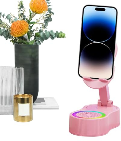 Générique Telefonstativ med induktionshögtalare - induktiv ljudstation med RGB-belysning | hållare för surfplatta och ljudstation för inspelning av filmer streaming musik resor
