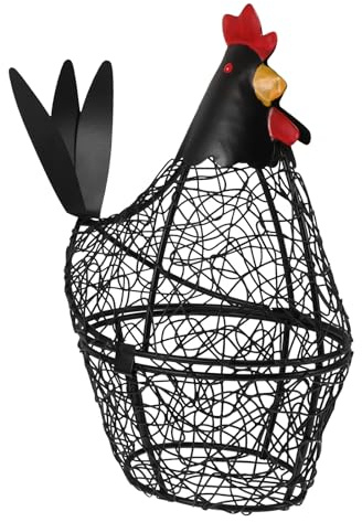 Beavorty Metal Egg Basket with Hen Shape, Iron Wire Kitchen Supply for Fruits and Vegetables Storage, Large Capacity, Decorative Multi-functional Food Basket for Home Kitchen
