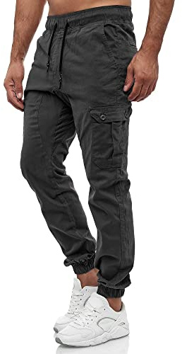 Tazzio Pantaloni cargo da uomo Jogger Chino Regular Fit Jeans 16610, antracite., M