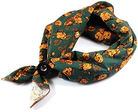 Neckerchief for Men, 24''× 24'' Multicolored Floral Cotton Scarf with Buckle