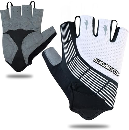 Souke Sports Guantes De Ciclismo Acolchados Antideslizantes Medio Dedo Acolchado Transpirable Guantes MTB Mujer/Hombres Unisexo