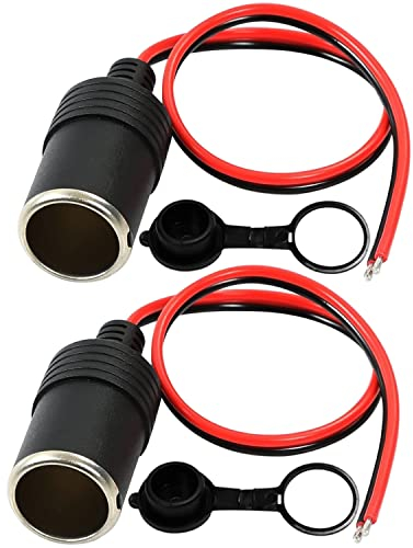 GTIWUNG 2 Pack Toma de Encendedor de Cigarrillos de Coche 16AWG 30CM, Mechero Hembra para Cargador de Coche Potencia, Toma de Mechero para Coche, con Cubierta de Polvo