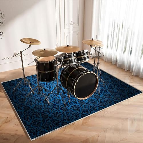 NIWaq Drum Rug Drum Mat Drum Mat Acoustic Drum Mat Sound-Absorbing Mat Non-Slip Drum Mat Carpet for Electronic Drums Bass Drum Snare Drum-J||140x120cm