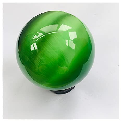 Natural Green Cat's Eye Stone Quartz Crystal Ball Home Decoration Natural Stone Cutting and polishing Beautiful (Size : 8cm)
