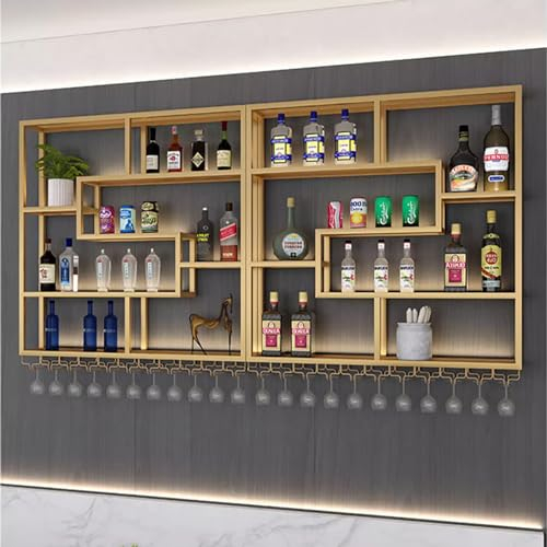 Botellero Vino Metálico,Botellero Pared,Estantería Colgante De Pared Para Whisky,Estante Para Vinos De Hierro,Organizador De Vino Presentación Para Bar,Ideal Para Cocina,Hogar,Comedor,Vinoteca ( Color