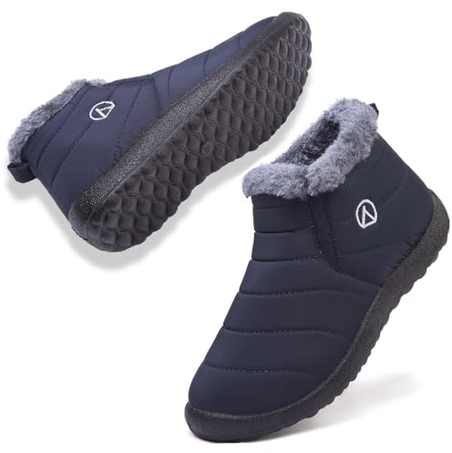 VTASQ Bottes de neige pour enfants, garçons et filles avec doublure en fourrure - Chaudes, imperméables - Bottes d'hiver antidérapantes en coton - Chaussures de marche à enfiler (petit enfant/grand