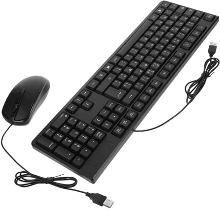 Lurrose Clavier USB Filaire avec Pavé Numérique Et Souris Filaire, Bureautique Et Jeux, Ergonomique pour Pc, Utilisation Professionnelle, Configuration Simple, Noir