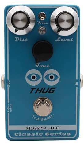 THUG Pedal de efecto de guitarra de distorsión de alta ganancia con carcasa de metal completa True Bypass