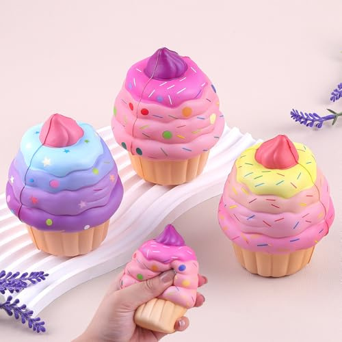 Anboor 3 piezas Squishies Juguetes para Niños Pasteles Slow Rising Fake Cupcake Espuma Alimentos Squishys Jumbo Estrés Dulce Juguete