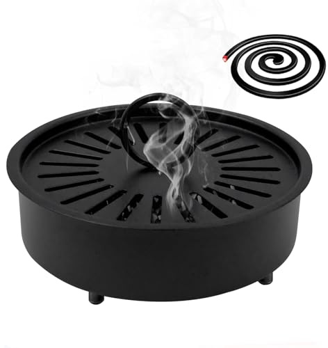 Ennoxwi Brûle-Encens, Récipient à Encens, Brûleur d'Encens,Chauffage à Encens,Support de Spirale Anti-Moustiques, Soucoupe Résistante au Feu,Décoration pour la Maison et Le Bureau, Noir