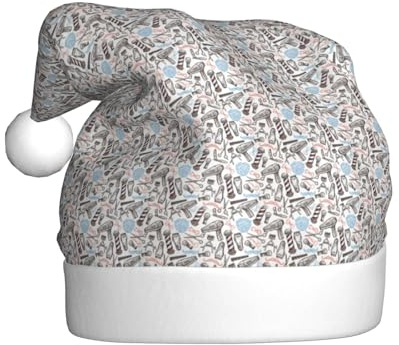 GUOLGP Gorro de Navidad con estampado de suministros de barbero, gorro de Papá Noel, celebraciones, unisex, accesorio de disfraz de fiesta de Navidad