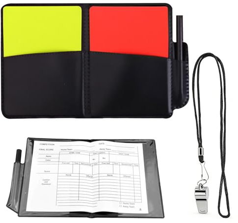 Mevore Kit per arbitro di calcio, kit per arbitro di calcio, calcio, basket, include carte da arbitro, fischietto da arbitro, carte arbitro rosse e gialle, matita e porta carte