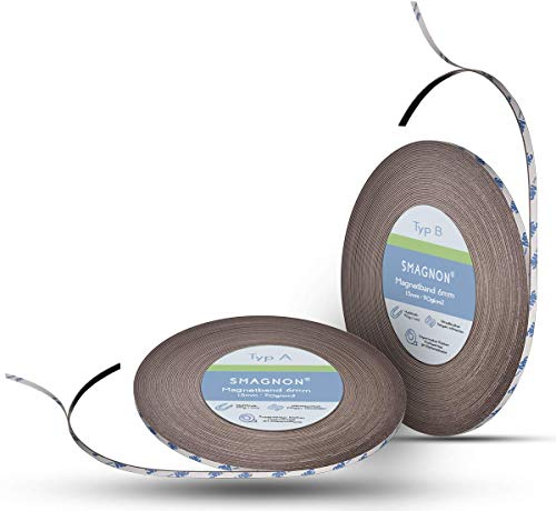 Smagnon AUSWAHLANGEBOT! Magnetband mit 3M 9448A Kleberücken selbstklebend 10-12,7-15 - 25,4mm Typ A + Typ B oder einzeln (6mm, Typ A + Typ B)