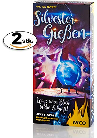 PartyMarty 3X Silvester Gießen bestehend aus 12 x Hohlfiguren, 2 x Löffel, als Silvester-Brauch Orakel Horoskop