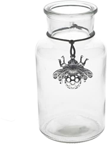 Gisela Graham Small glass vase with silver bee charm