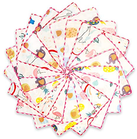 Omilion Baby Musselin Waschlappen aus Baumwolle 18 Stück, Kinderservietten, Baby Handtücher Set für Neugeborene, Weiche Gesichtstücher und Badetuch, Weich und atmungsaktiv