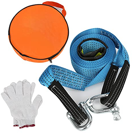 EINFEBEN Abschleppseil blau 5 cm x 5 m Tragkraft bis 8 Tonne mit 2 Karabinerhaken inkl. Tasche