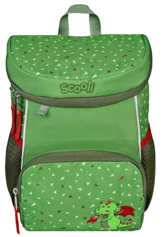 Scooli Mini-Me Kindergartenrucksack mit Abnehmbarer Brustgurt für Jungen und Mädchen I Ergonomischer Vorschulrucksack für die Kita I viel Stauraum, sehr leicht, grün