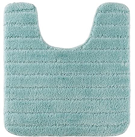 PANA® WC-Vorleger mit Ausschnitt (45x50 cm) • WC Vorlage mit Streifen-Design • rutschfest & maschinenwaschbar • Ideal für Badezimmer, Toiletten, Gäste-WC, Klo • Farbe: Mint