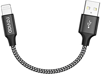 RAVIAD iPhone Ladekabel Kurz, 15CM Lightning Kabel MFi Zertifiziert Nylon iPhone Kabel Kompatibel für iPhone 13 12 11 Pro Max Mini XS XR X SE 2020 8 8 Plus 7 7 Plus 6s 6 5s 5- Schwarz