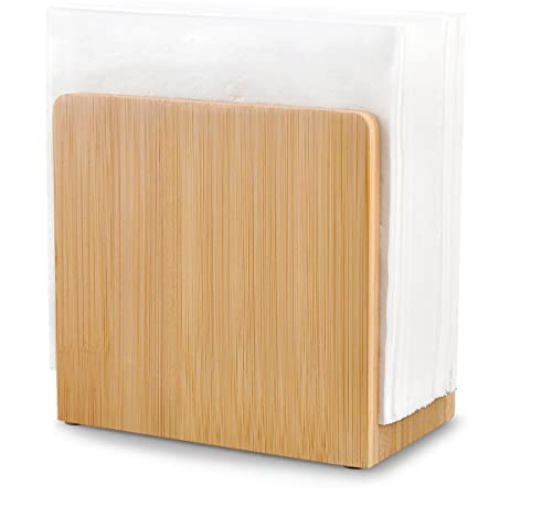 MOLEDINO Bamboo Paper Napkin Holders Stand for Tables,Small Wooden Tissue Napkin Holder Outdoor for Kitchen,Rusitic Vertical Napkin Dispenser Outside for Cocktail Bar Dinner Tabletop Cafe