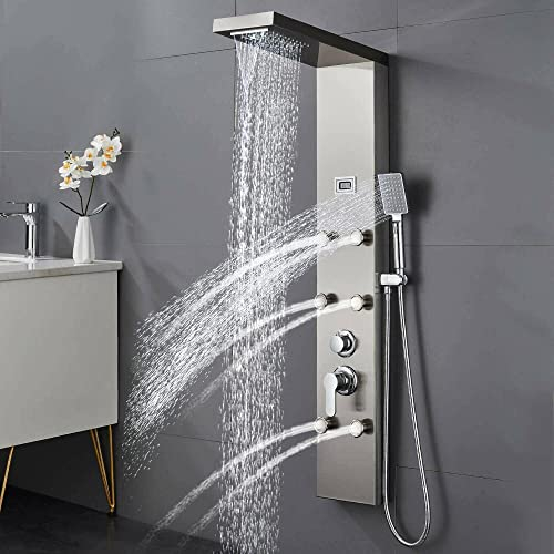 Edelstahl-Regen- und Wasserfall-Duschpaneel-Turmsystem-Massage-Duschsäule