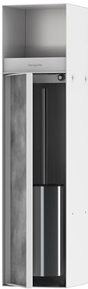 hansgrohe XtraStoris Rock Toilettenbürstenhalter mit Papierhalter, Einbau, befliesbare Tür, 145x140x595mm, 56062, Farbe: Mattweiß