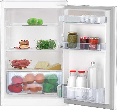 Beko B1804FN b300 Einbau-Kühlschrank, 126 l Nettovolumen, transarente Gemüseschublade, MinFrost, höhenverstellbare Füße, 3D-Festtürtechnik, 88er Nische, 29 dB, weiß