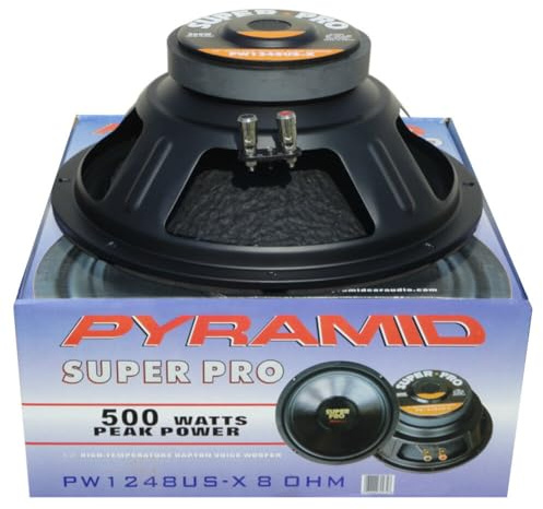 1 PYRAMID PW1248USX bashögtalare 30 cm 300 mm 12, 250 watt rms 500 watt max, impedans 8 ohm, känslighet 89,2 db, för hem, DJ, fester, disco, fest, 1 st.