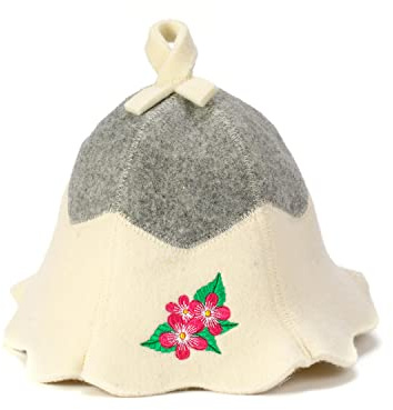 SAUNA GURU Bastu blomhatt, 100 % ekologisk ullfilt bastumössa, Banya hatt bastu hårskydd, bastu tillbehör broderad hatt, bastu tillbehör, rysk bastuhatt, bastu gåvor för män och kvinnor