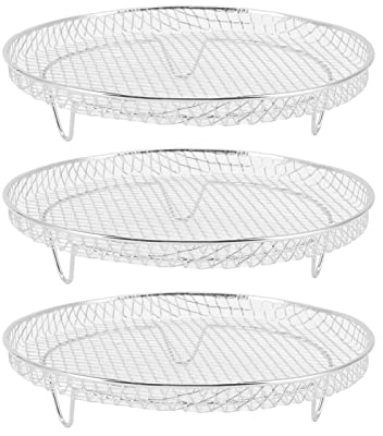 3Pcs Support De Friteuse à Air, Trois Supports De Déshydrateur Empilables Supports De Déshydrateur De Friteuse à Air Panier De Friteuse à Air Support De Gril En Acier Inoxydable Accessoires De Friteus