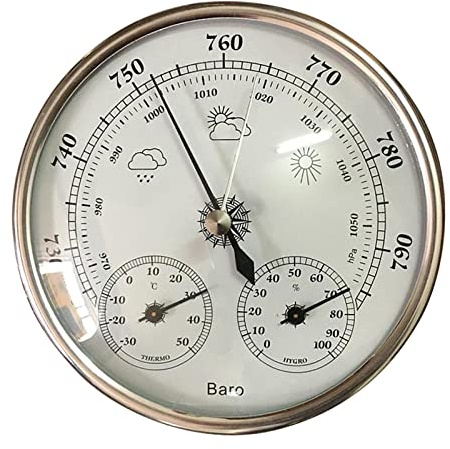 Stazione meteo 3 in 1, termometro, barometro, igrometro, accurata, per interni ed esterni, senza fili, per casa, ufficio e giardino, elegante design in lega di alluminio con