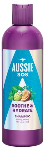 Aussie SOS Soothe & Hydrate Champú 300ml Para Pelo Y Cuero Cabelludo Muy Secos. Hidrata Intensamente El Cabello Y El Cuero Cabelludo. Deja El Pelo Suave, Liso Y Brillante De Raíz A Puntas. Vegano