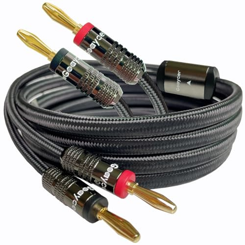 Goaycer Lautsprecherkabel mit Bananenstecker, 14AWG Lautsprecher Kabel,24K Vergoldeter robustes geflochtenes lautsprecherkabel (6,6 FT / 2M，1 Stück)