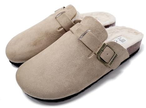 JOMIX Pantofole Donna Invernali Calde Ciabatte Casa Punta Chiusa con Pellicia Sintetica Zoccoli Comode Morbide MD2439 Beige 37