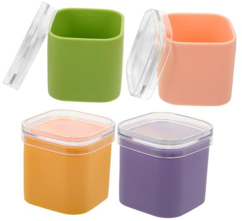 COLLBATH Large Silicone Ice Cube Mold Tray for Cocktails, Big Cube Ice Maker 4 Color Sets (Purple, Pink, Green, Yellow), Food-Grade, Freezer Compatible for Parties and Home Use