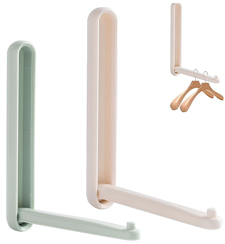 LWZko 2 Stück Kleiderhaken Klappbar, Kleiderhaken Klappbar Kunststoff, Kleiderbügel-Aufbewahrungsregal, für Multi-Used Wäscheklammer Kleiderbügel Rack für Badezimmer, Schlafzimmer, Balkon und Schrank