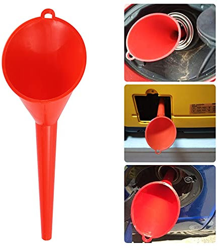Entonnoir de ravitaillement de voiture à longue bouche, entonnoir d'extension à long col en plastique multifonctionnel, entonnoir à huile à large bouche, adapté à toutes les voitures et motos (rouge)
