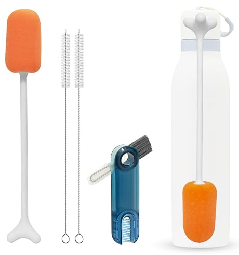 4 Pack Water Bottle Brush Cleaner Set for Owala Twist, Free-Standing Cleaner for Stanley All Day Slim, 2 Straw Brushes, 3-in-1 Lid Cleaning Brush for Spout Crevices