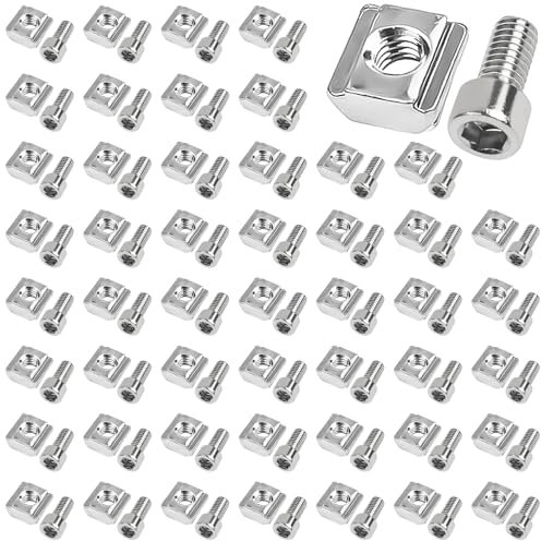 XSHAO 50 pezzi per scanalature M5, scanalatura M5, scanalatura 6, con vite, serie 2020, scanalatura tipo B, per profilo in alluminio, scanalatura di estrusione, guida