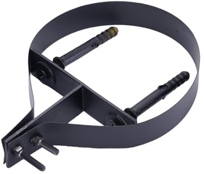 Sharplace 5 Chimney Pipe Bracket Wall Strap Pipe Clamp Metal Adjustable Diameter 125 mm Wall Support Flue Liner Clamp Ring Pipe Hanger, Black