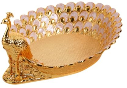 FytStycale Dekorative Obstschale, Snackhalter, Pfauenform, Mehrzweck Obsttablett, Nuss Serviertablett, für Büro, Wohnzimmer, Dekoration, Gold